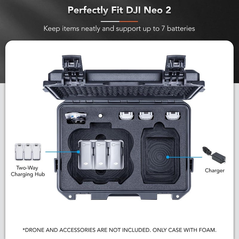 Lykus Titan N200 Waterproof Hard Case for DJI Neo 2 and RC-N3/N2 Controller, Support Up to 7 batteries [CASE ONLY] - Image 3